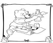 Coloriage winnie the pooh disney noel 4