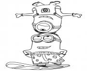 Coloriage minion de moi moche et mechant surf