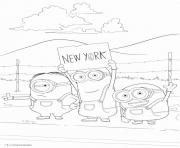 Coloriage minion en direction de newyork