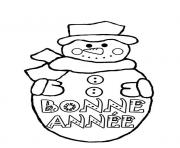 Coloriage bonne annee bonhomme de neige