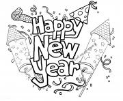 Coloriage Happy New Year Printable 2