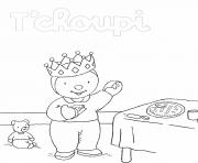 Coloriage Tchoupi aime la galette des rois