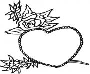 Coloriage coeur avec roses amoureux