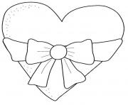 Coloriage coeur avec ruban