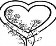 Coloriage coeur avec des roses