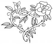 Coloriage rose en forme de coeur