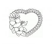 Coloriage coeur vintage fleurs