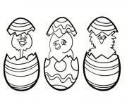 Coloriage 3 poussins paques facile