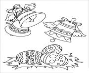 Coloriage cloches de paques avec oeuf