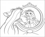 Coloriage Rapunzel Raiponce se regarde au miroire