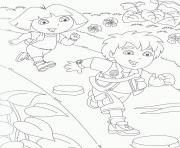 Coloriage courir avec diego et dora