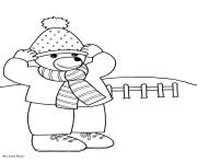 Coloriage Petit Ours Brun enfile son bonnet page 001