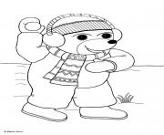 Coloriage Petit Ours lance une boule de neige page 001