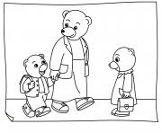 Coloriage Petit Ours Brun avec son professeur