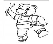 Coloriage Petit Ours Brun joue au tamtam