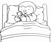 Coloriage tchoupi au lit avec doudou