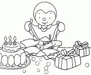 Coloriage tchoupi anniversaire cadeaux gateau