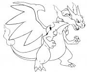 Coloriage pokemon mega evolution X Dracaufeu 6