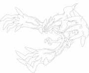 Coloriage Yveltal pokemon legendaire