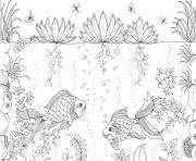 Coloriage ocean poissons adulte zen anti stress