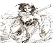 Coloriage wonder woman fille avec son bouclier