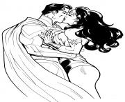 Coloriage wonder woman amoureuse de super man