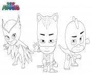 Coloriage Pyjamasques Pj Masks Superheros Gluglu Bibou Yoyo