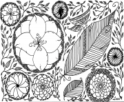 Coloriage printemps fleurs papillon roses adulte zen