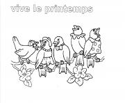 Coloriage vive le printemps maternelle oiseaux