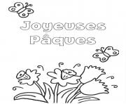 Coloriage joyeuses paques avec des fleurs