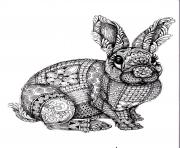 Coloriage adulte difficile lapin