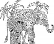 Coloriage adulte animaux elephant difficile