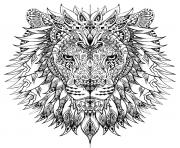 Coloriage adulte difficile tete lion