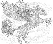 Coloriage cheval adulte licorne ailes antistress etoiles