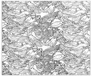 Coloriage nombreux oiseaux