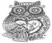 Coloriage adulte animaux gros hibou