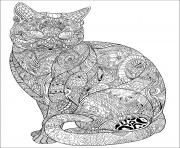 Coloriage chat adulte difficile antistress animaux