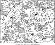 Coloriage adulte animaux testes girafes