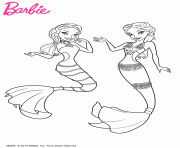 Coloriage deux barbies sirenes