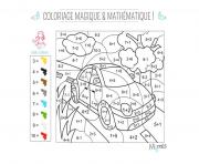 Coloriage magique et mathematique la voiture