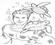 Coloriage aquaman avec les tortues