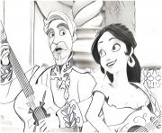 Coloriage elena avalor joue la musique avec francisco disney