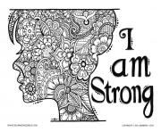 Coloriage adulte zen et anti stress i am strong