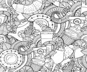 Coloriage mandala cafe the stock illustration coffee and tea doodle background