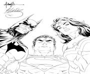 Coloriage batman superman wonder woman looking at you pour adulte dc comics