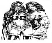 Coloriage huntress catwoman wonder woman inked par lottiefrancis dc comics