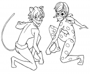 Coloriage Miraculous Tales of Ladybug chat Noir enfants