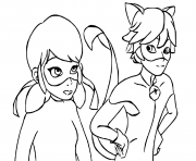 Coloriage Ladybug et chat Noir are talking