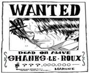 Coloriage one piece wanted shanks le roux dead or alive