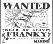 Coloriage one piece wanted franky marine dead or alive